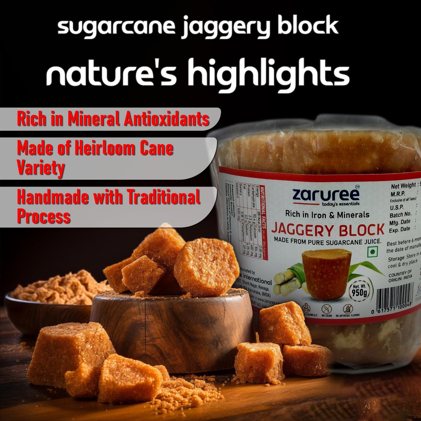 Organic Jaggery Block 500g