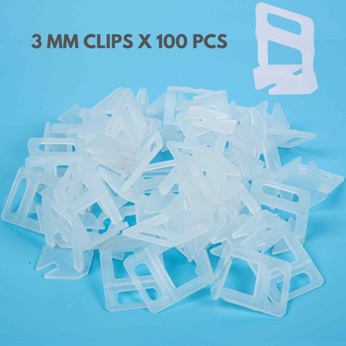 Plastic Tile Leveling Spacer Clips 3mm - Eliminate Lippage for Floor and Wall Tile Installation (100 Pcs)