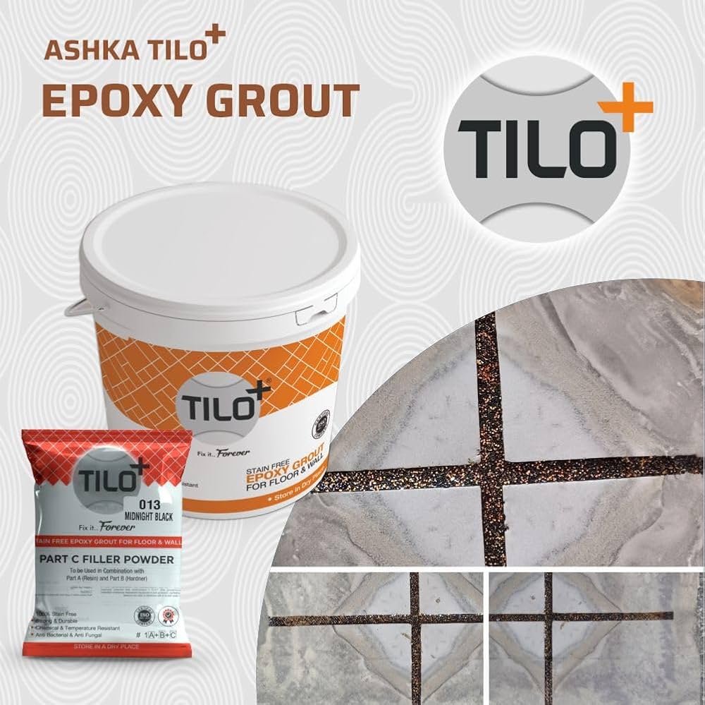 TILO+ Epoxy Grout 1Kg - Cement-based Powder with Resin, Hardner and Filler (Red Brown)