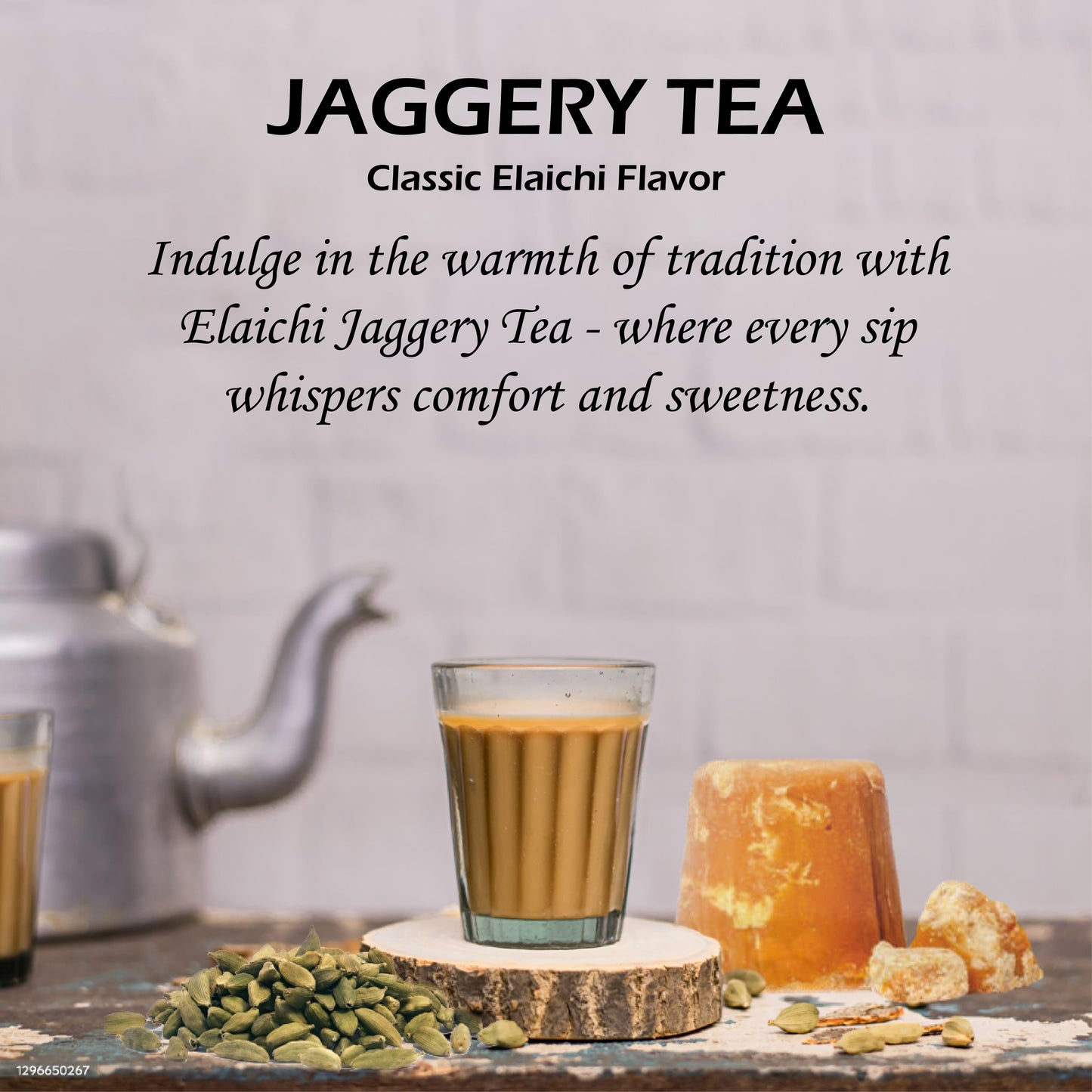 Classic Elaichi Flavour Jaggery Tea - 500gm - 80 cups (50 ml) - Healthy refreshing drink