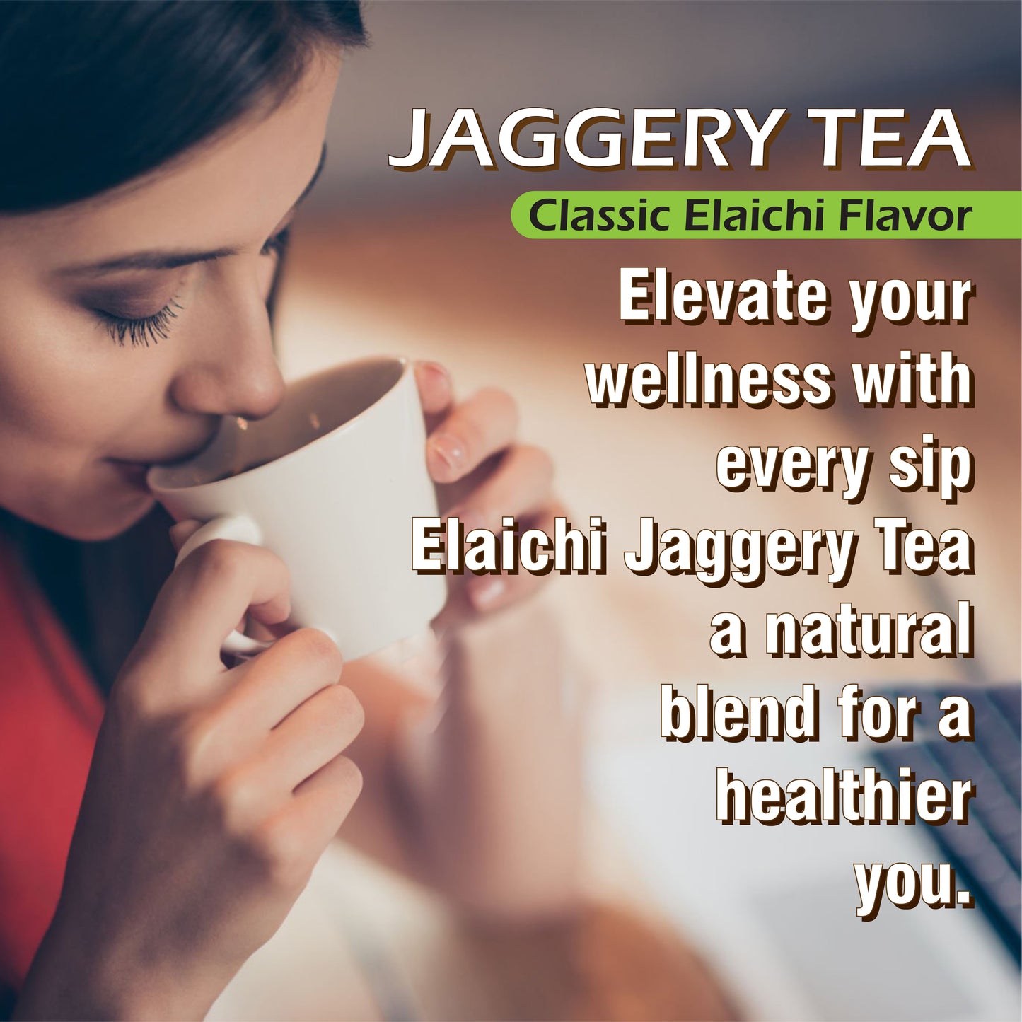 Classic Elaichi Flavour Jaggery Tea - 500gm - 80 cups (50 ml) - Healthy refreshing drink