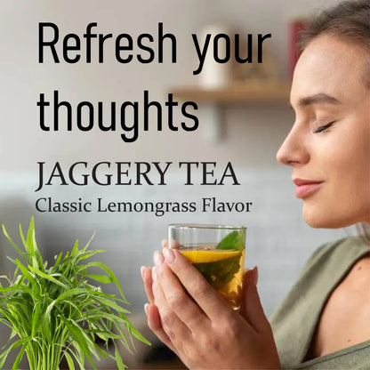 Classic Lemongrass Flavour Jaggery Tea - 500gm - 80 cups (50 ml) - Healthy refreshing drink