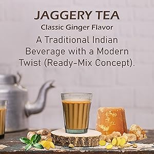 Classic Ginger Flavour Jaggery Tea Powder 500gm - 80 cups - Healthy refreshing drink