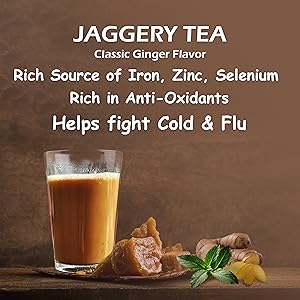 Classic Ginger Flavour Jaggery Tea Powder 500gm - 80 cups - Healthy refreshing drink