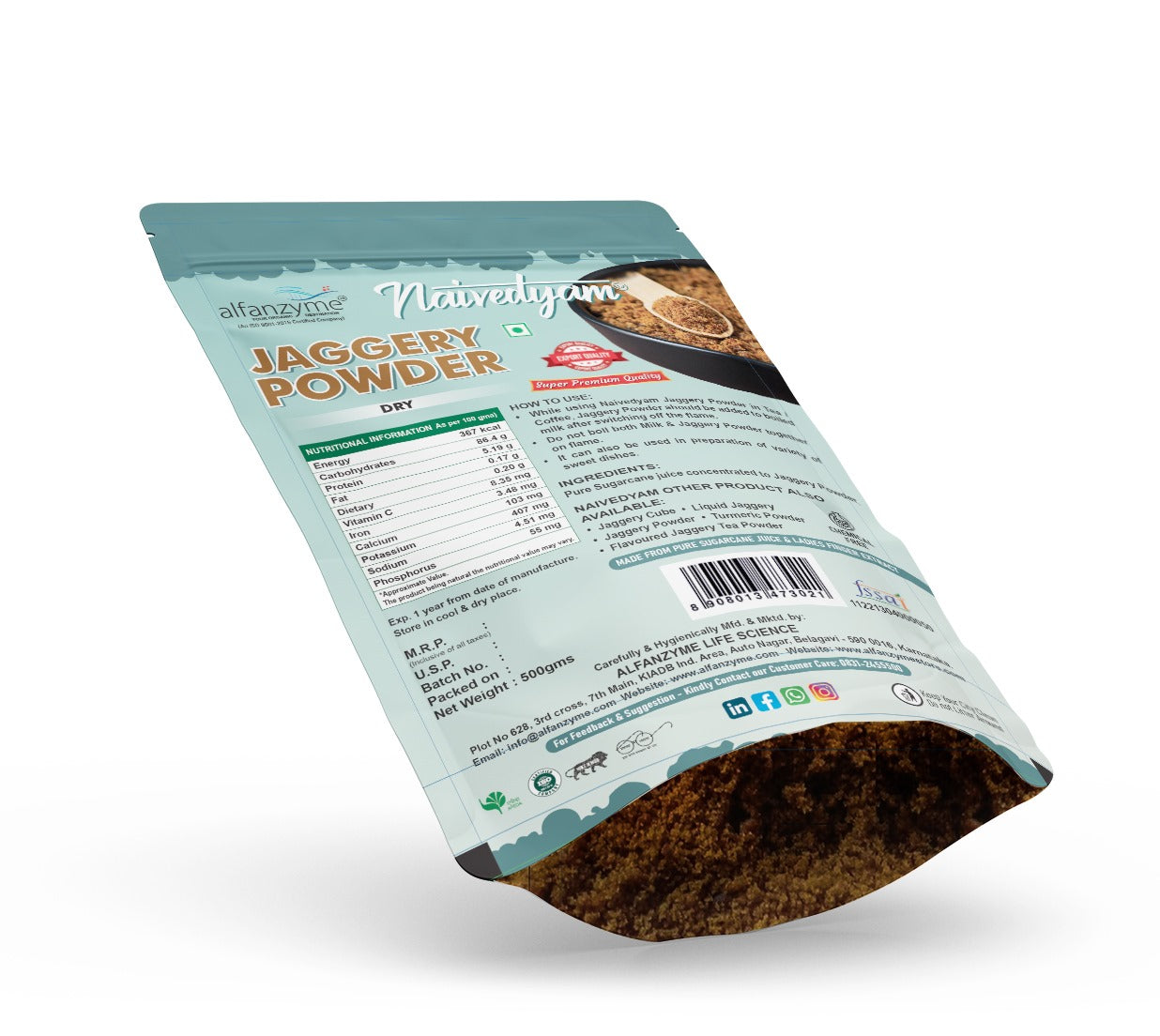 Chemical Free Jaggery Powder 500gm Pouch