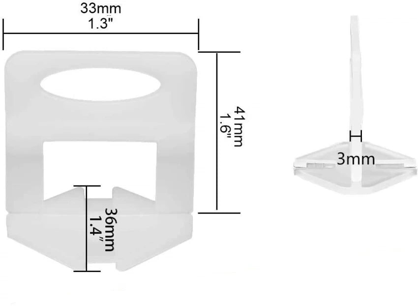 Plastic Tile Leveling Spacer Clips 3mm - Eliminate Lippage for Floor and Wall Tile Installation (100 Pcs)