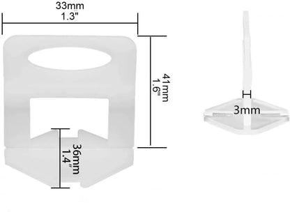 Plastic Tile Leveling Spacer Clips 3mm - Eliminate Lippage for Floor and Wall Tile Installation (100 Pcs)