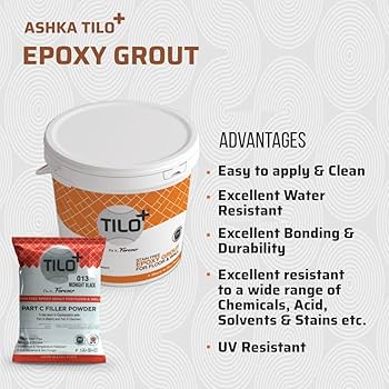 TILO+ Epoxy Grout 1Kg - Cement-based Powder with Resin, Hardner and Filler (Red Brown)